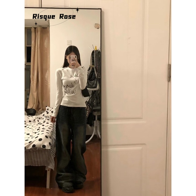 Risque Rose áo croptop áo thun nữ Cute hàn quốc xu hướng thời trang WMY23004F6 41Z231008