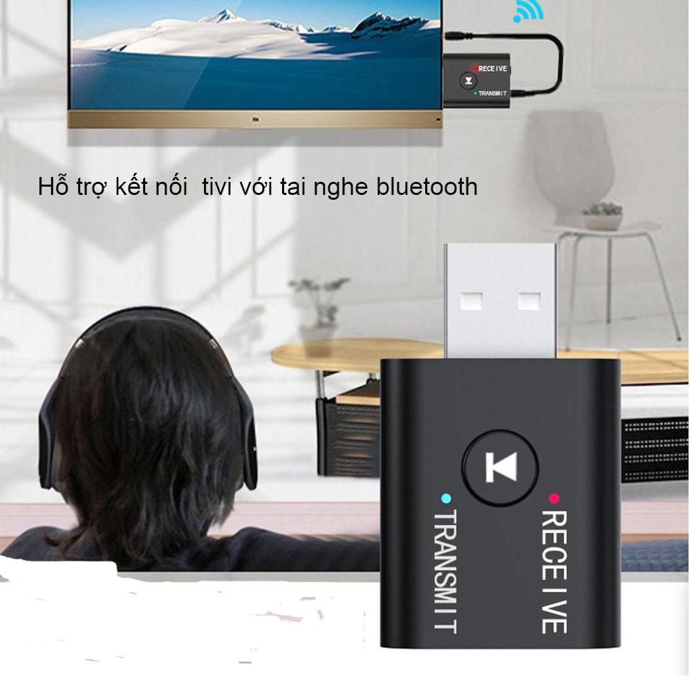 Bộ Thu Phát Bluetooth 5.0 Không Dây Hai Chiều USB Laptop PC Ô Tô Phát Nhạc