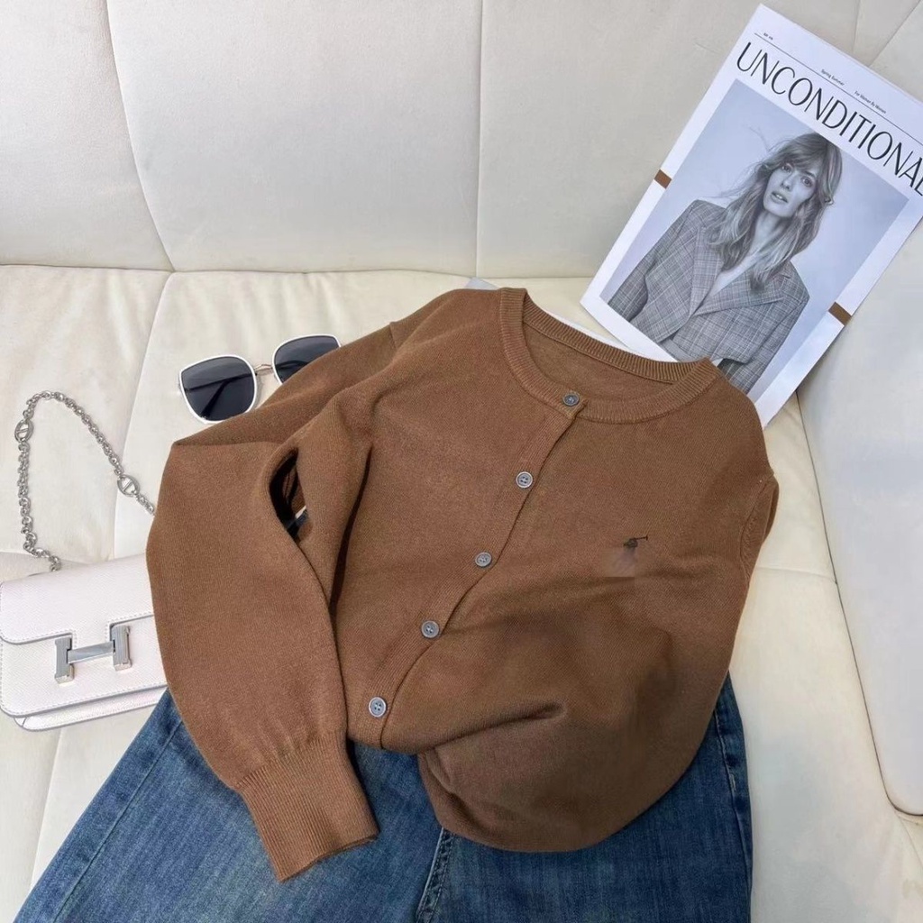 Mới Áo Khoác cardigan Dệt Kim Tay Dài Cổ Tròn Thời Trang Cho Nữ