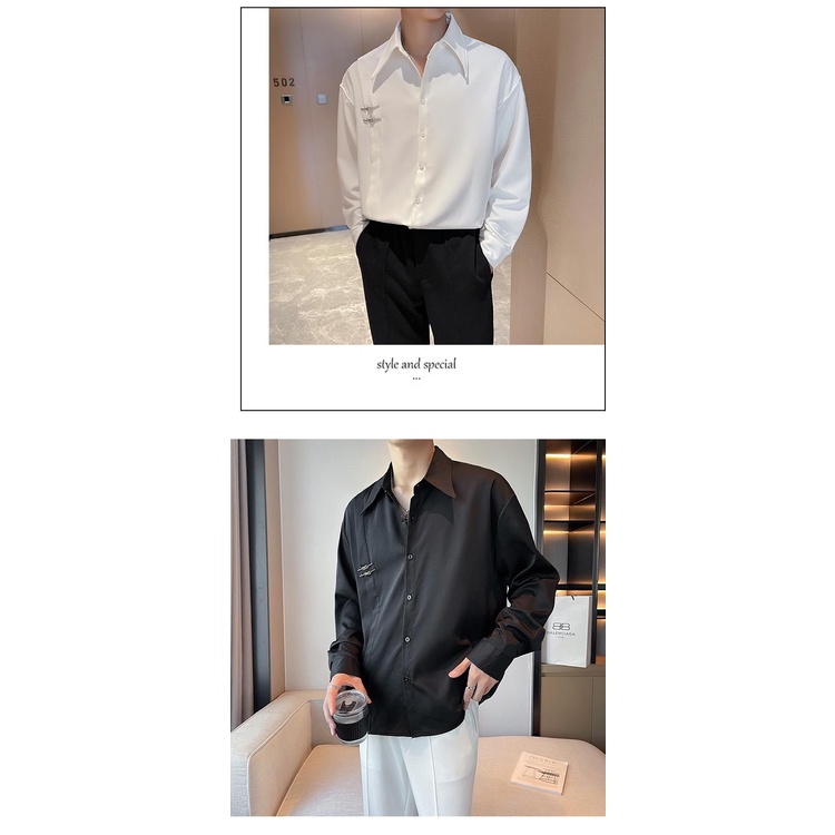 October Áo Sơ Mi Tay Dài Màu Trắng Phong Cách Thời Trang Mới 2023 Cho Nam Giới