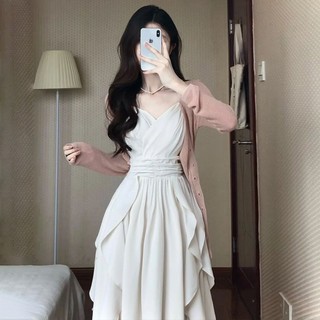 [Giao hàng trong ngày]Đầm Hai Dây Mùa Hè Thu Phong Cách mori Ngọt Ngào Sang Trọng Với Hoa Văn Chim Sẻ / Trà Sữa Phong Cách Đường Phố Xinh Xắn