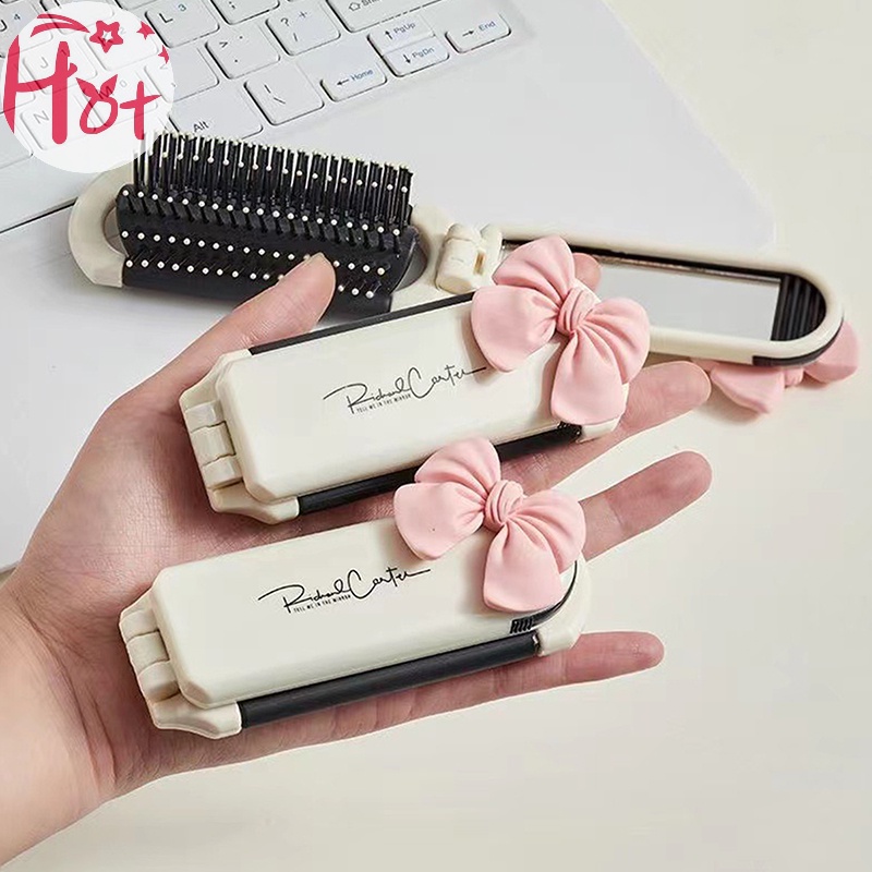 Jr Lược Gấp Gọn Bằng Silicon Có Túi Khí Kèm Gương Họa Tiết Hoạt Hình Dễ Thương Dùng Mát Xa Đầu Và Thư Giãn Cho Bạn Gái vn
