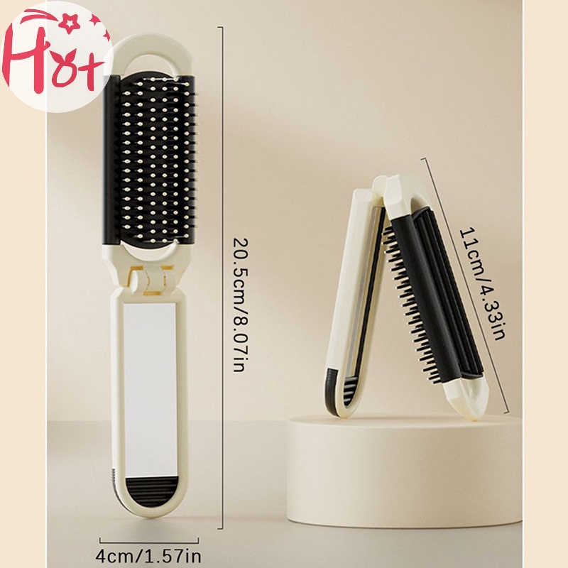 Jr Lược Gấp Gọn Bằng Silicon Có Túi Khí Kèm Gương Họa Tiết Hoạt Hình Dễ Thương Dùng Mát Xa Đầu Và Thư Giãn Cho Bạn Gái vn