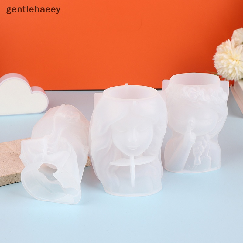 Khuôn silicone Làm Chậu Hoa resin Pha Lê epoxy Hình Cô Gái Dễ Thương diy