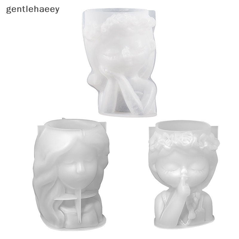 Khuôn silicone Làm Chậu Hoa resin Pha Lê epoxy Hình Cô Gái Dễ Thương diy