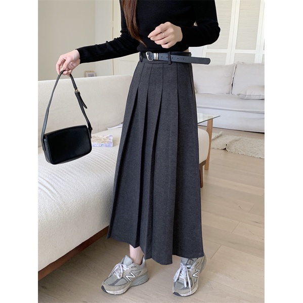 Chân Váy Len Chữ a Lưng Cao Xếp Ly Phong Cách Hàn Quốc Thời Trang Mùa Thu Cho Nữ