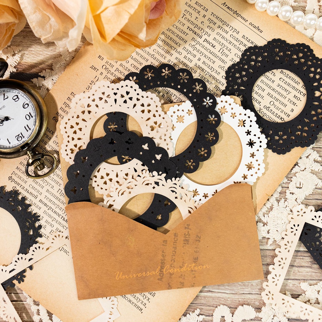 Set 16 Khuôn Cắt Giấy Màu Trắng Đen Trang Trí Sổ Tay diy