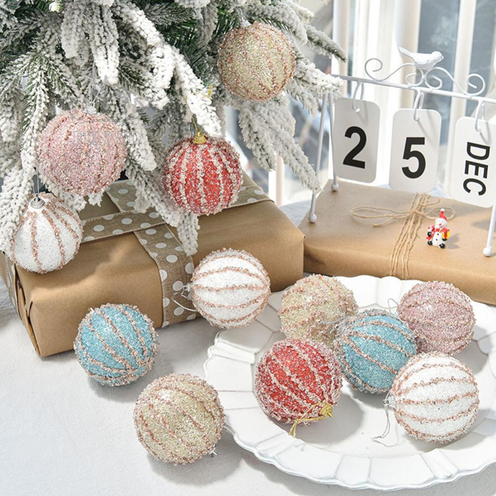 Christmas Balls Christmas Tree Hanging Balls Pendant Pink Red Sequined