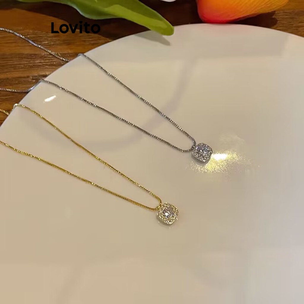 Vòng cổ Lovito kim loại màu trơn thường ngày cho nữ LFA02044