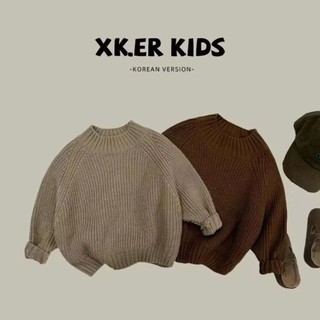 Áo sweater Dệt Kim Cổ Tròn Màu Trơn Đơn Giản Thời Trang Hàn Quốc Cho Bé Gái