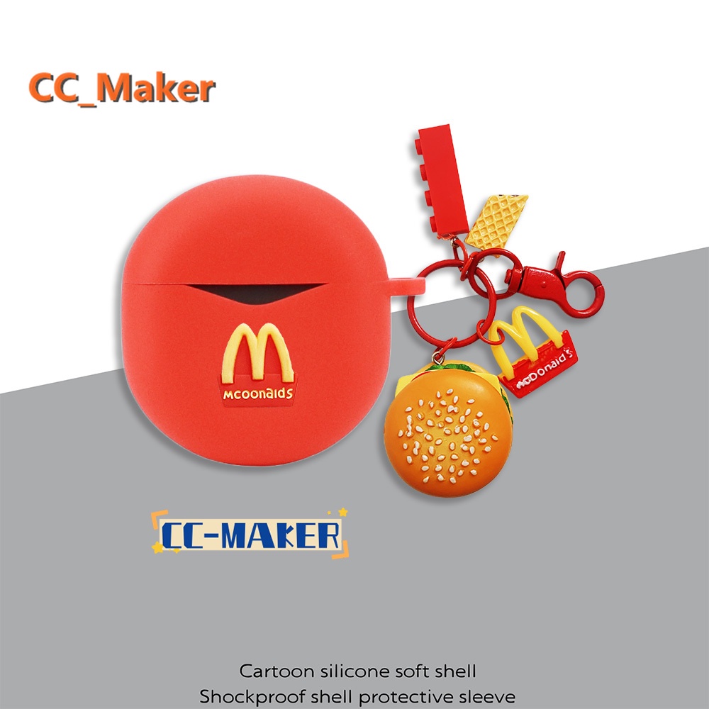 For EDIFIER X2S Case Cartoon Duck Keychain Pendant Cute Burger EDIFIER X2S Silicone Soft Case Creati