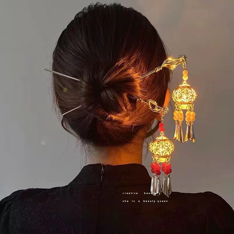 Mới Trâm Cài Tóc Phối Tua Rua Phát Sáng Phong Cách Trung Hoa Cao Cấp