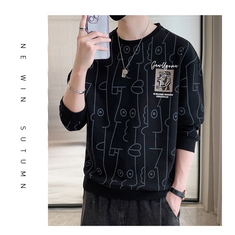 Áo Thun Tay Dài Cổ Tròn In Chữ Thời Trang Dành Cho Nam
