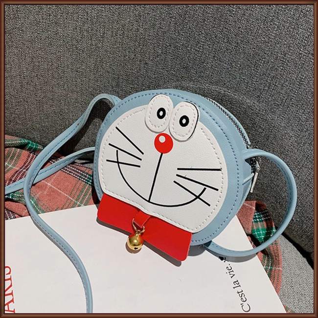 Túi Da pu Đeo Chéo In Hình doraemon Dễ Thương Cho Bé
