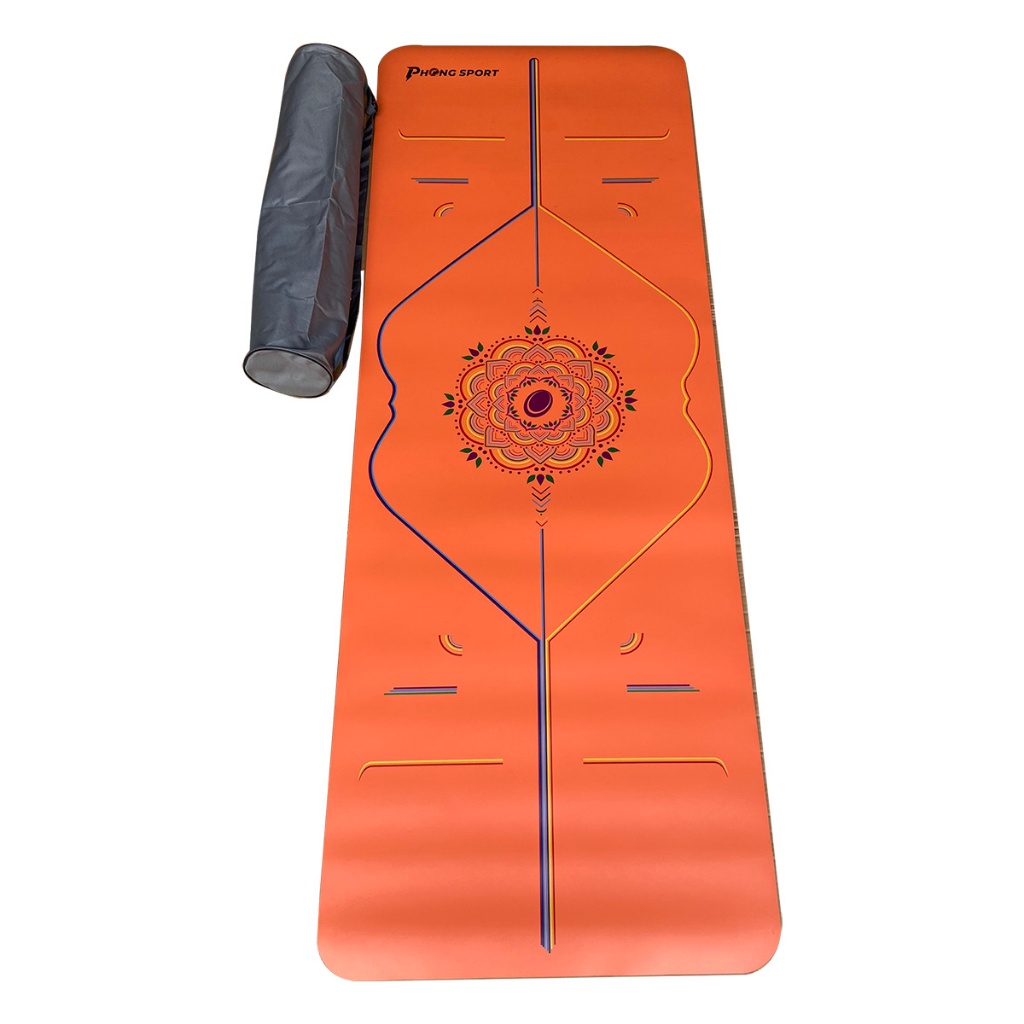 Thảm tập Yoga cao su in định tuyến màu cầu vồng đa sắc dày 5mm - Phongsport - tặng khăn tập yoga