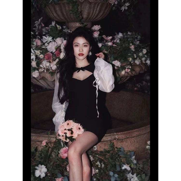 Mqaq hepburn Đầm Ngắn Ôm Eo Tay Dài Phong Cách Pháp Thiết Kế Độc Đáo Thời Trang Xuân Thu 0 Mới Cho Nữ