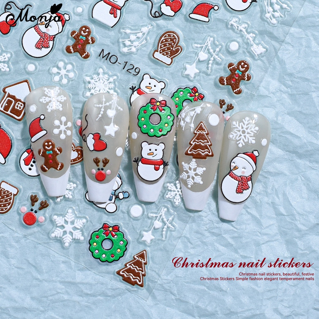 Miếng Dán Móng Tay 3d Hình Ông Già Noel Dễ Thương
