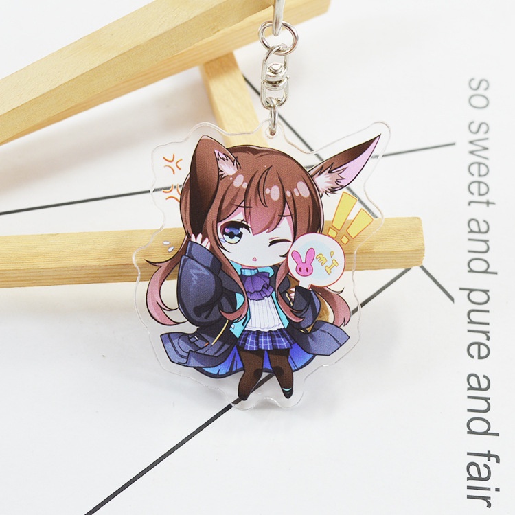 Mặt dây chuyền Arknights, móc khóa Texas First Snow Amiya, hoạt hình hai chiều và thiết bị ngoại vi trò chơi