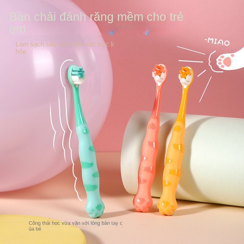 Bàn Chải Đánh Răng Lông Mềm Hình Chân Mèo Hoạt Hình Cho Bé 2-12 Tuổi x9mz