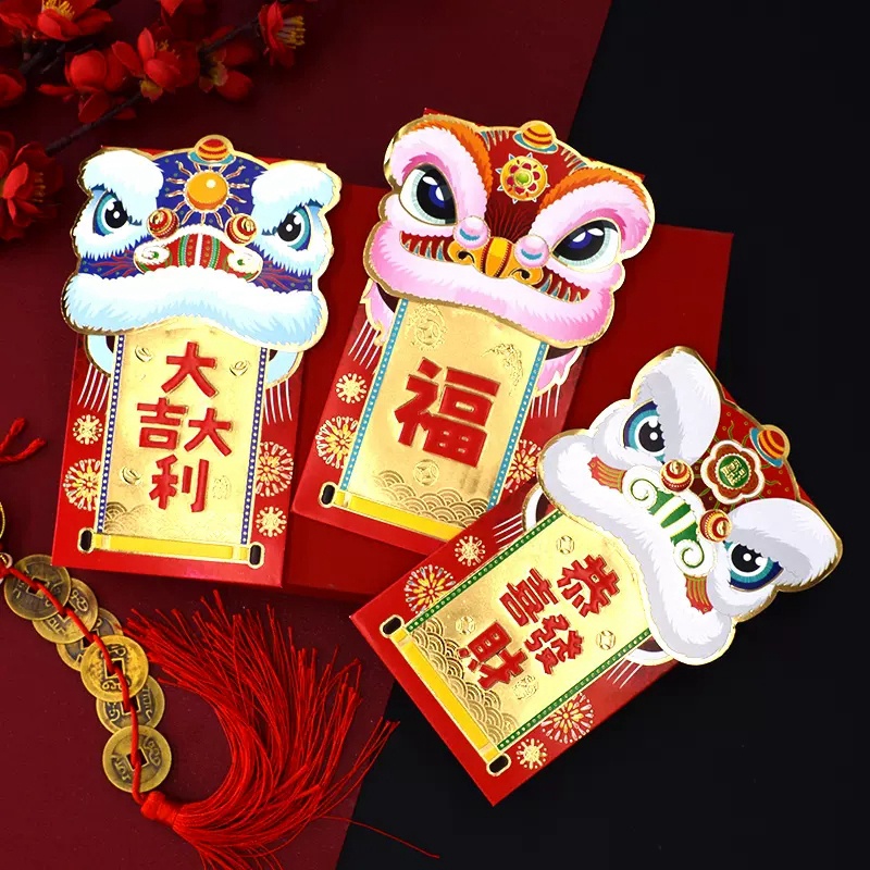 Set 6 Bao Lì Xì 3d Hình Rồng Đỏ Cho Lễ Hội Mùa Xuân 2024