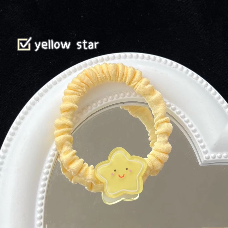 Dây Buộc Tóc Hình Tròn Nhỏ Họa Tiết Ngôi Sao Cười Dễ Thương Phong Cách Hàn Quốc