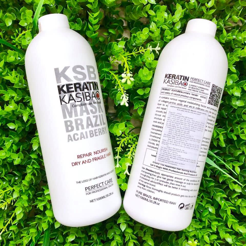 Hấp KERATIN KASIBAO KSB BRAZIL ACAI BERRY thủy phân phục hồi tóc hư tổn nặng 1000ml