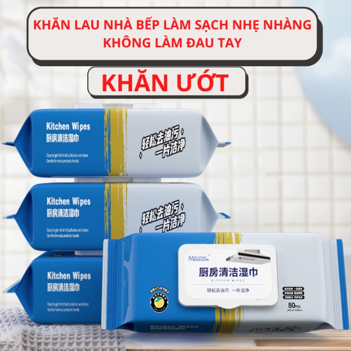 Túi khăn ướt lau nhà bếp - gói 80 tờ tiện lợi Vega365.vn