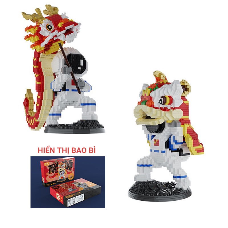 Đồ chơi lắp ráp mô hình phi hành gia / sư tử / múa lân độc đáo cho nam nữ Tặng Ô Tô
