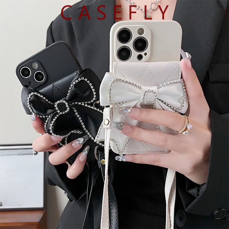 Đen Ốp Điện Thoại Mềm Chống Sốc Có Ngăn Ví Và Dây Đeo Cho iphone 15 14 11 12 13 pro max x xs xr xsmax 7 8 plus