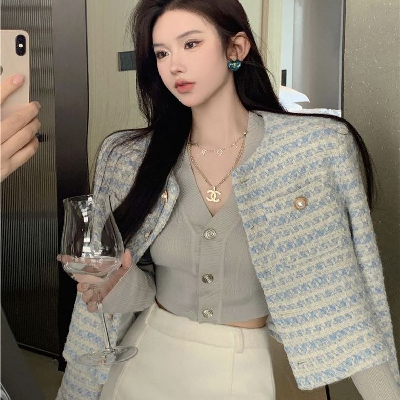 Áo khoác dạ áo dạ tweed thu đông nữ Thanh lịch Thông thường unique fashionable