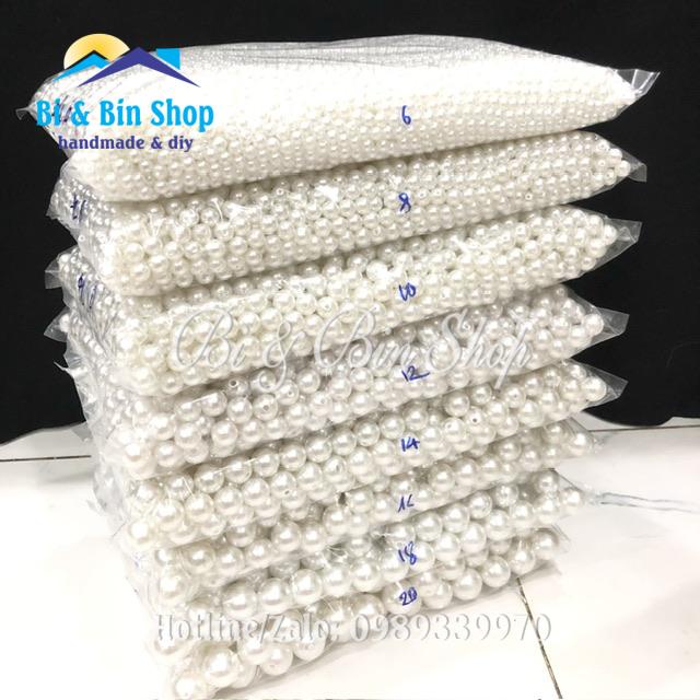 40g Hạt Bẹt Đài Loan Loại Đẹp Tròn Có Lỗ, Hạt Ngọc Hạt Trai Làm Đồ Thủ Công