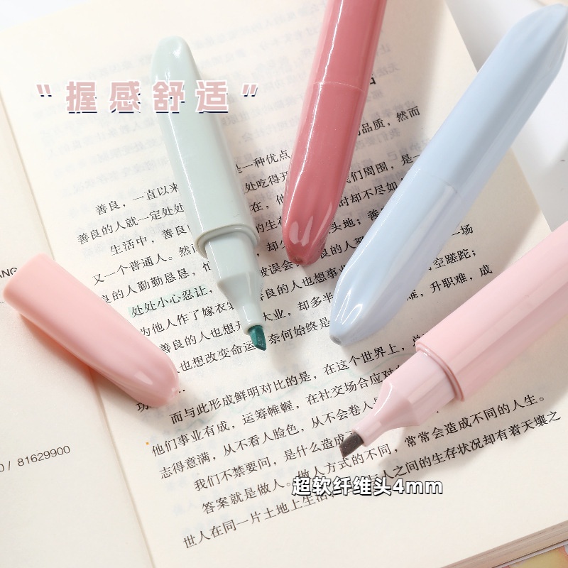 Set 4 Bút Đánh Dấu Đầu Mềm Màu Macaron Dành Cho Học Sinh