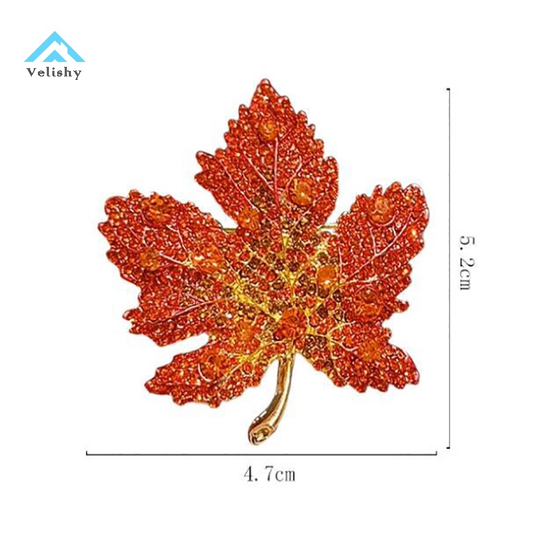 Ghim Cài Áo Hình Lá Phong Đính Đá Thời Trang Cho Nam Và Nữ