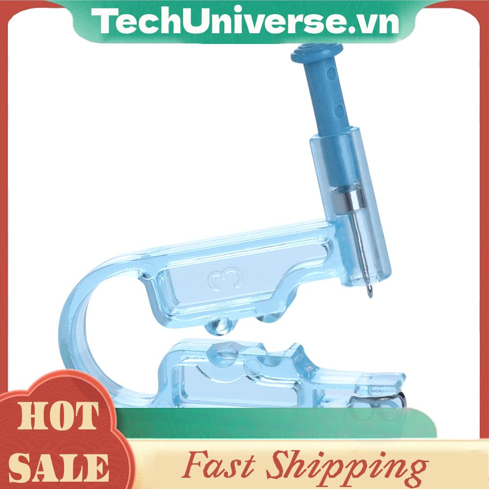 Bộ Dụng Cụ Xỏ Khuyên Tai abs Màu Xanh Nước Biển Dùng Một Lần Với Bông Cồn