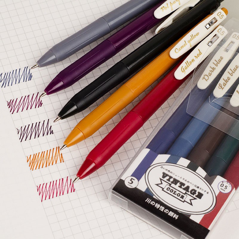 Set 5 Bút gel vintage Light Retro Gel Pen 0.5mm - 10 màu