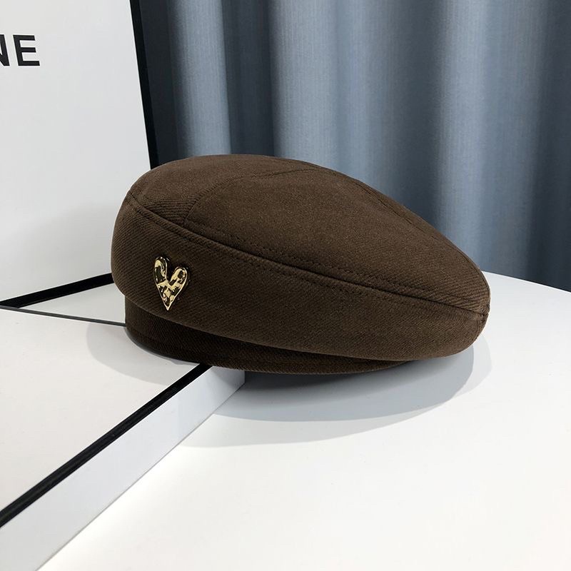 Mũ nồi mũ Beret dạ họa tiết phong cách Nhật Bản, mũ mùa đông cho nữ