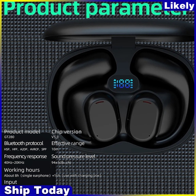 Tai Nghe bass Không Dây lip gt280 Có Hộp Sạc Và Đèn led Hiển Thị