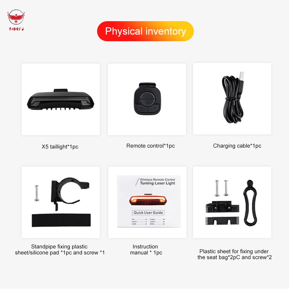 Đèn Đuôi Xe Đạp Kèm Điều Khiển Từ Xa Không Dây Chống Thấm Nước Sạc usb Mới