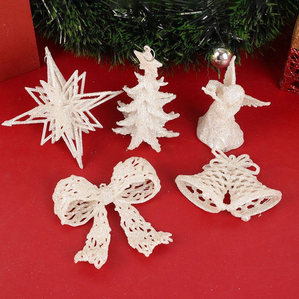 Phụ Kiện Treo Trang Trí Cây Thông Giáng Sinh Hình Ngôi Sao Năm Cánh Lấp Lánh