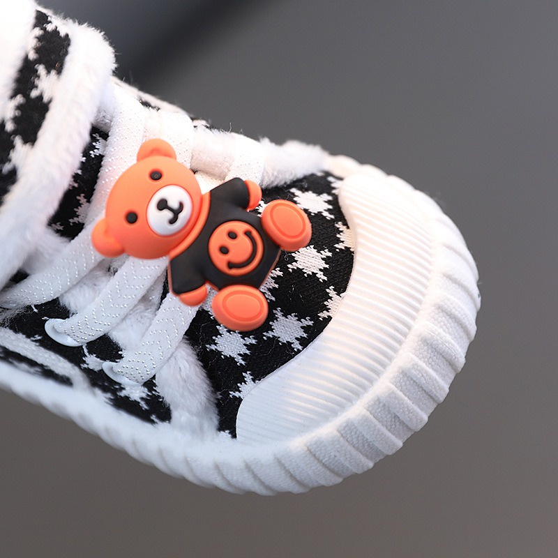 Giày trẻ em bé gái Giày Vải cotton giày cho bé tập đi Lót Lông Cừu Giữ Ấm Chống Trượt Thời Trang Thu Đông Cho Bé Trai