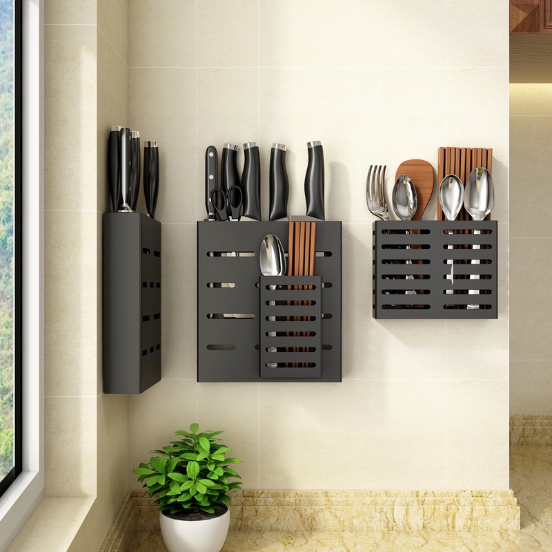 Giá Đỡ Đũa / Dao Bằng Thép Không Gỉ Gắn Tường Không Đục Lỗ