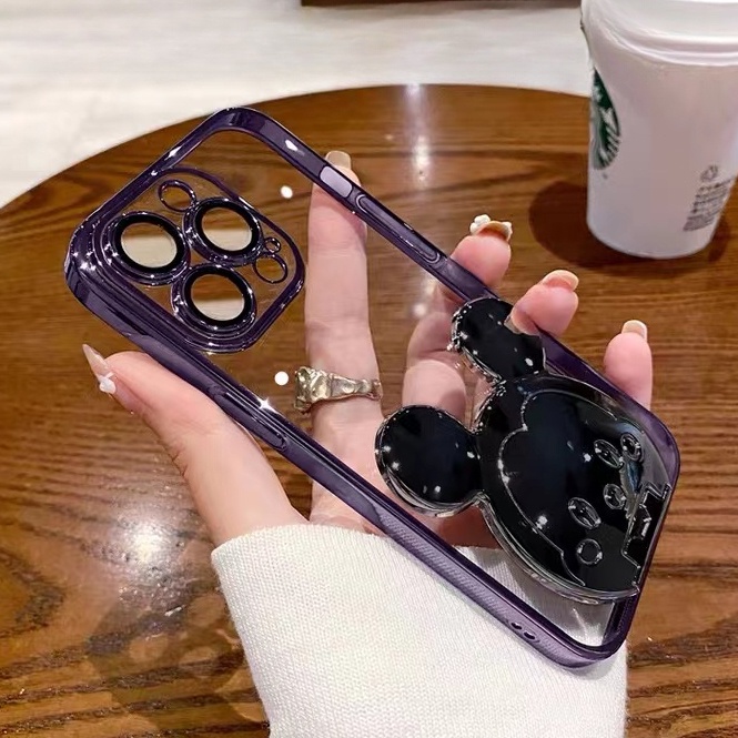 Ốp Điện Thoại TPU Mạ Điện Hình Gấu 3D Cho iPhone 14 13 12 11 Pro Max 7 8 Plus X Xs Max XR