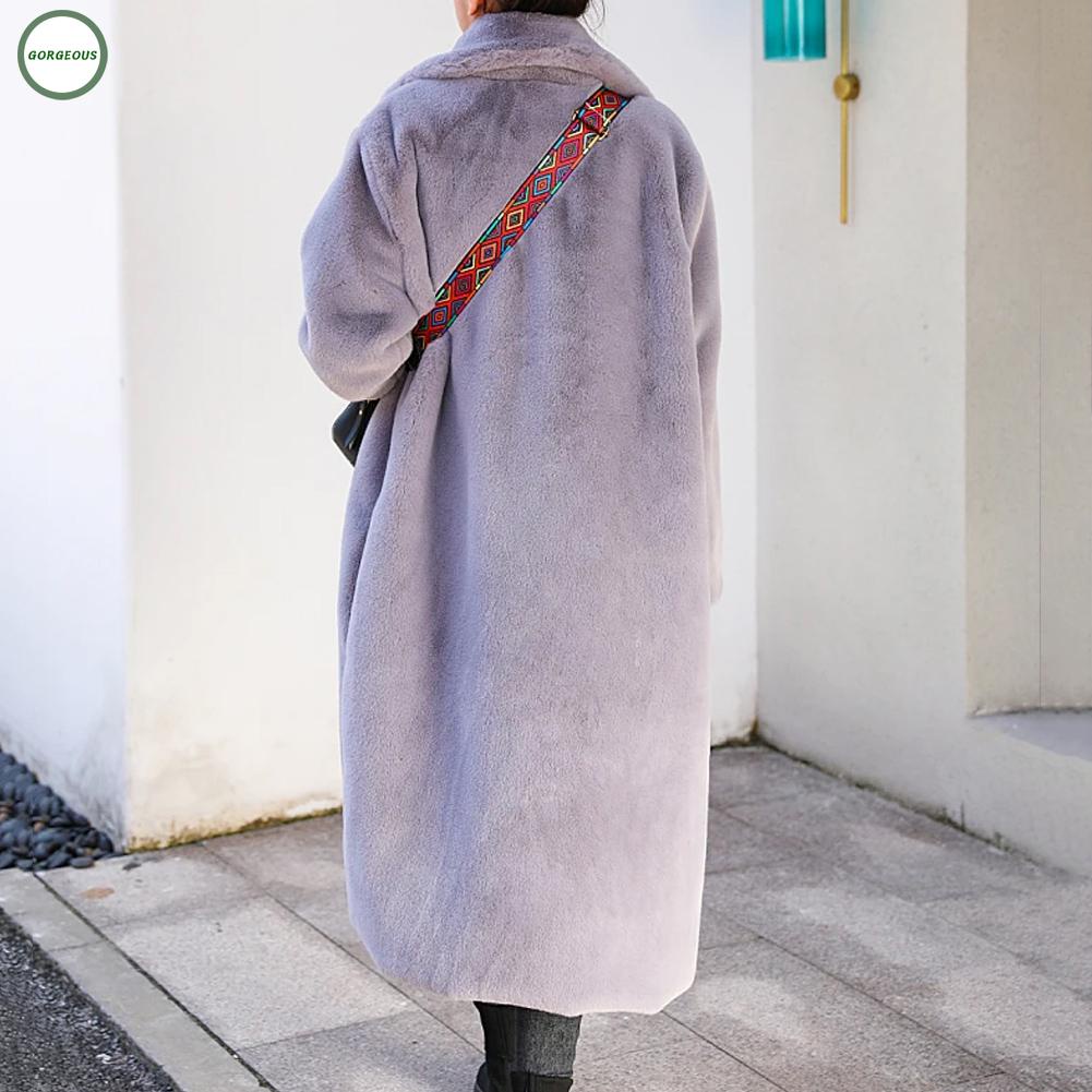 New Coming~Warm Winter Plush Coat Women's Artificial Rabbit Fur Loose Lapel Luxury#Home Essentialses