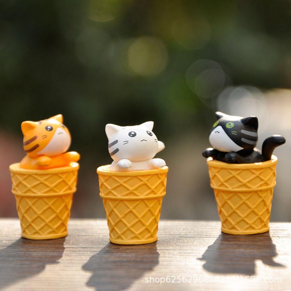 Adames Tượng Mèo Ăn Kem mini Trang Trí Xe Hơi