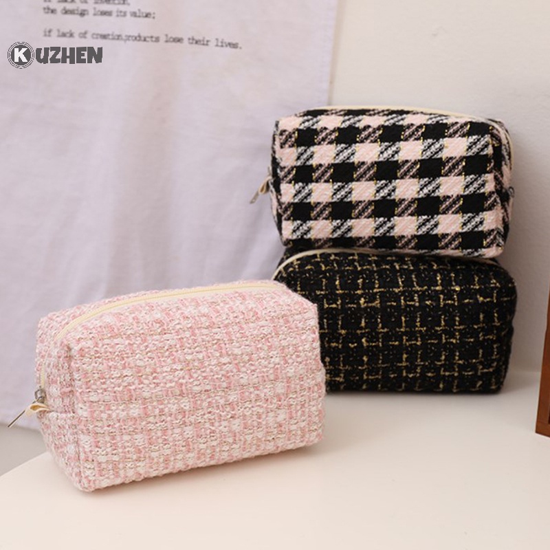 Túi Đựng Bút Chì / Đồ Trang Điểm / Mỹ Phẩm Vải canvas Kẻ Sọc Đen kuzhen Dễ Thương Dành Cho Bạn Gái