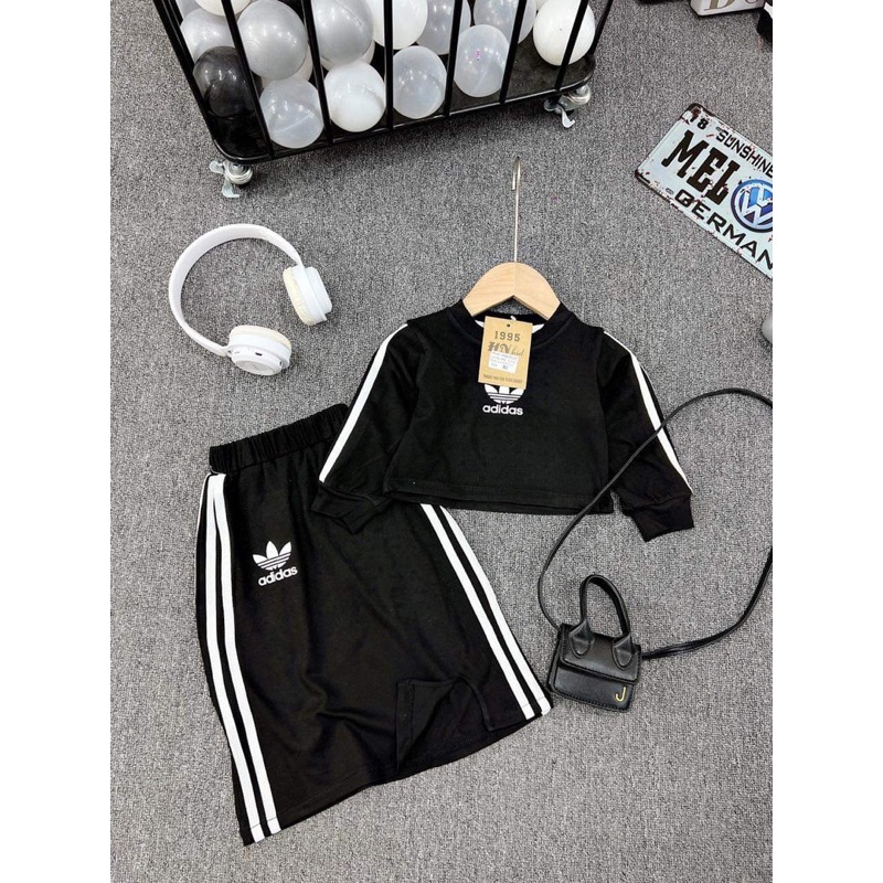 Set áo dài tay kèm chân váy dài cho bé gái 10-30kg