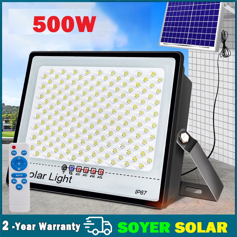 Đèn Năng Lượng Mặt Trời 500W , Đèn Led Chống Lóa 2024 SOYER TECH Cảm Biến Ánh Sáng Cao Cấp 500W BH 2