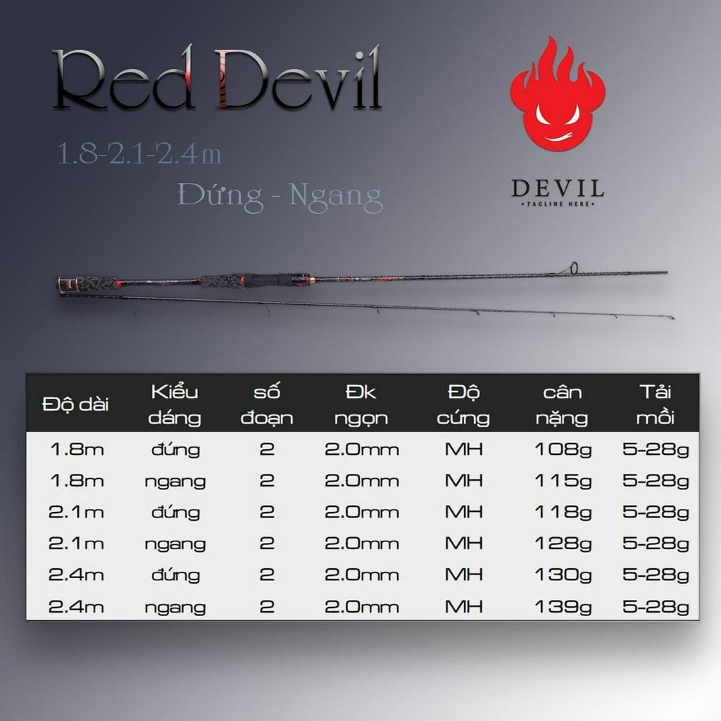Cần câu lure cao câp Red Devil carbon xoắn X toàn thân CM42