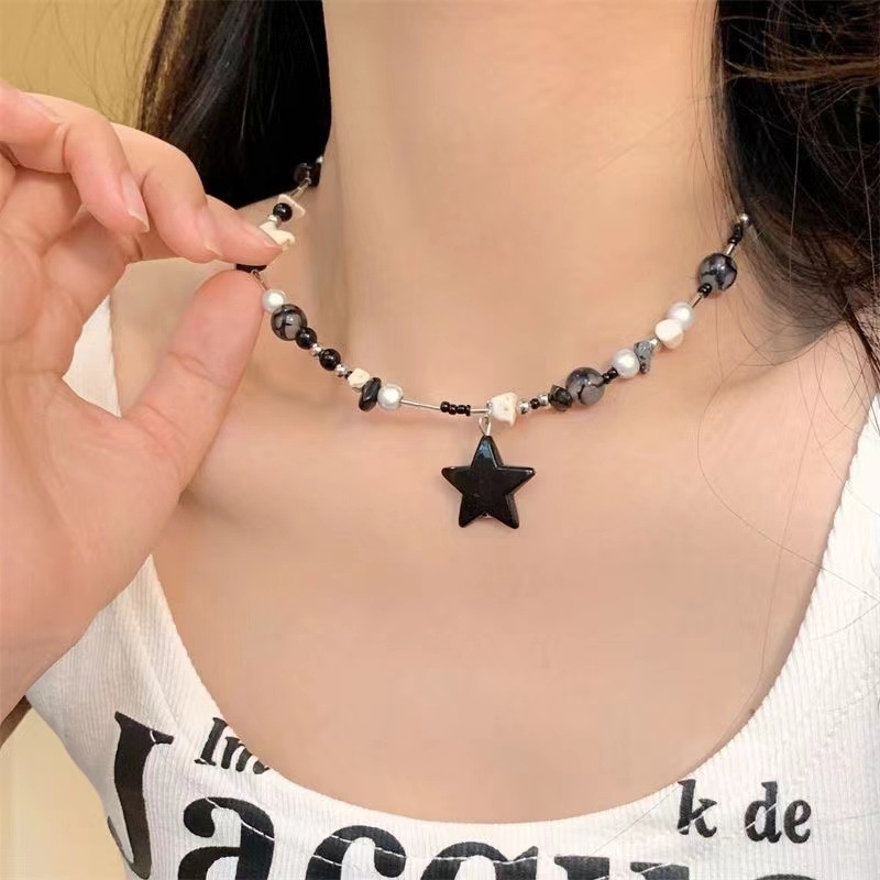 Thời Trang Dây Chuyền Mặt Ngôi Sao Đen dopamine