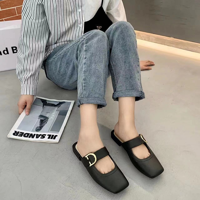 Xăng đan Đế Bằng Màu Trơn Thời Trang Cho Nữ